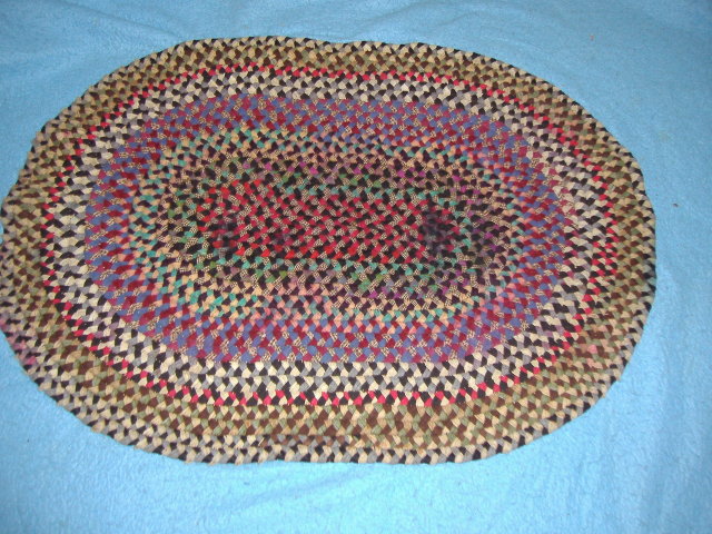 Antique Vintage Rug, Braided Oval
