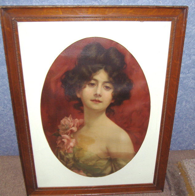 Vintage Antique Lady Picture Elegant B3705