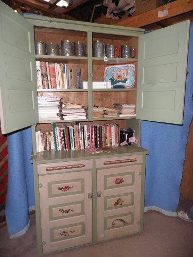 Antique Step Back Cupboard Painted