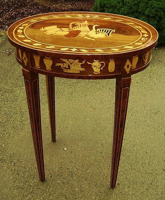 ADORABLE Marquetry Oval side Table Napoleon style