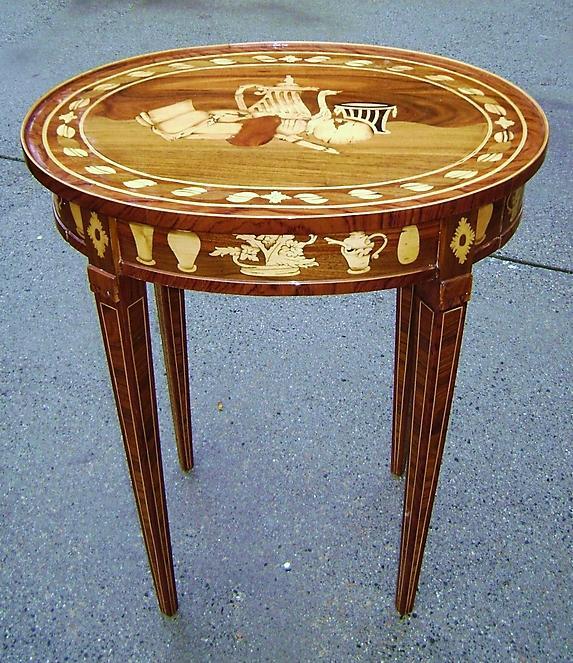 ADORABLE Marquetry Oval side Table Napoleon style