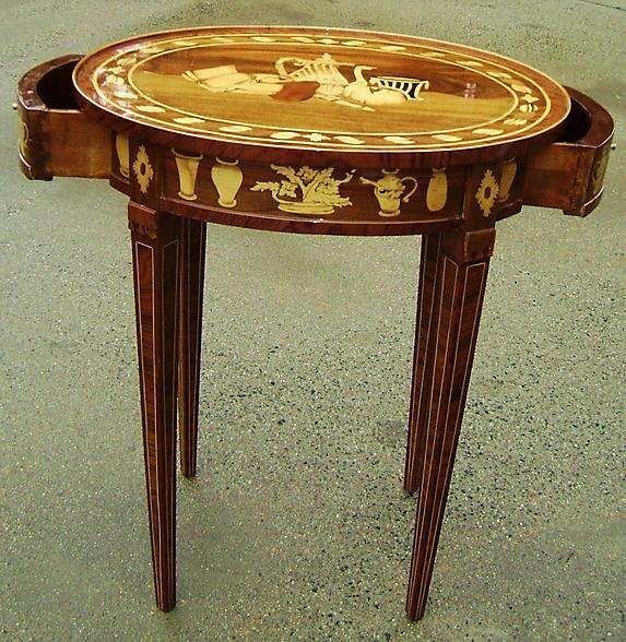 ADORABLE Marquetry Oval side Table Napoleon style