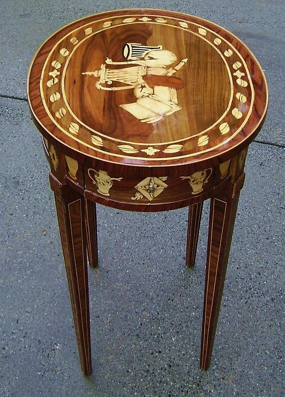 ADORABLE Marquetry Oval side Table Napoleon style
