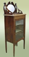 Edwardian 1890s carved Inlaid Cabinet
