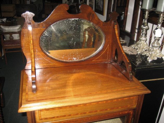 Edwardian 1890s carved Inlaid Cabinet