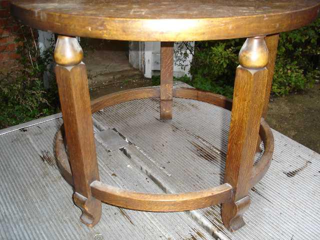 Unusual Round Solid dark English Oak Coffee Table