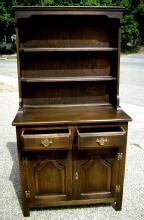 NO RESERVE!! English Dark Oak Dresser bookcase