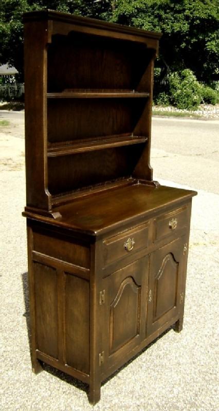 NO RESERVE!! English Dark Oak Dresser bookcase