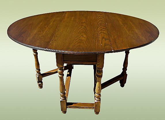 Antique 1890's country English dark Oak Gateleg Table