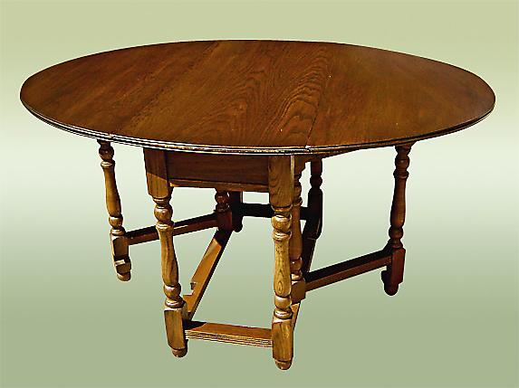 Antique 1890's country English dark Oak Gateleg Table