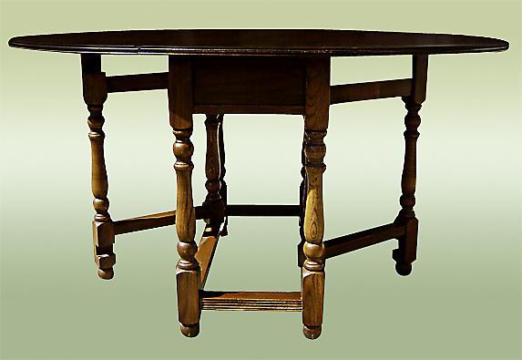 Antique 1890's country English dark Oak Gateleg Table