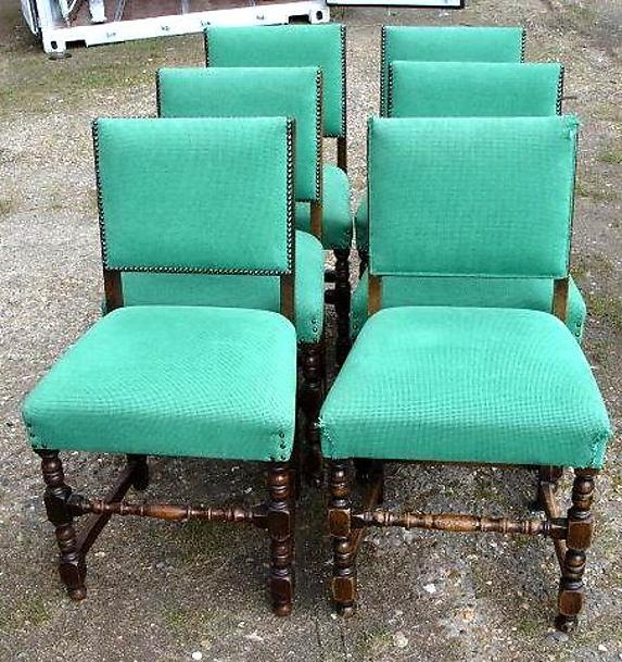 1900s!! English QUALITY Solid Oak Set 6 Chairs!