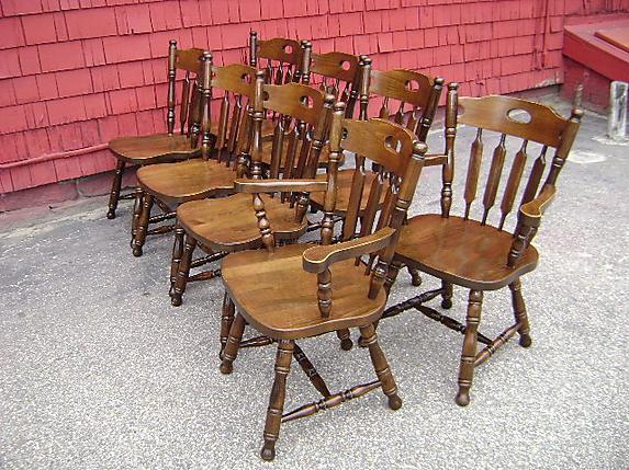 Fantastic EIGHT antique solid oak Large English chairs