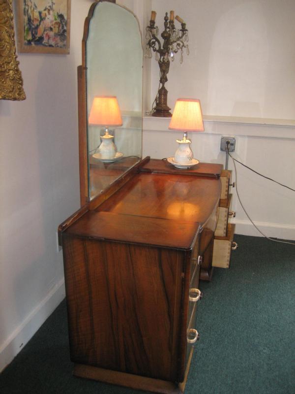 WONDERFUL English Art Deco Period Walnut vanit