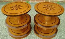 NO RESERVE!! pair OF Art Deco style honey elm tables.