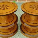 NO RESERVE!! pair OF Art Deco style honey elm tables.