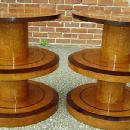 NO RESERVE!! pair OF Art Deco style honey elm tables.