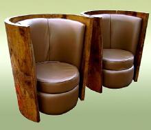 UNBELIEVABLE Art Deco style olive wood Pair of chairs