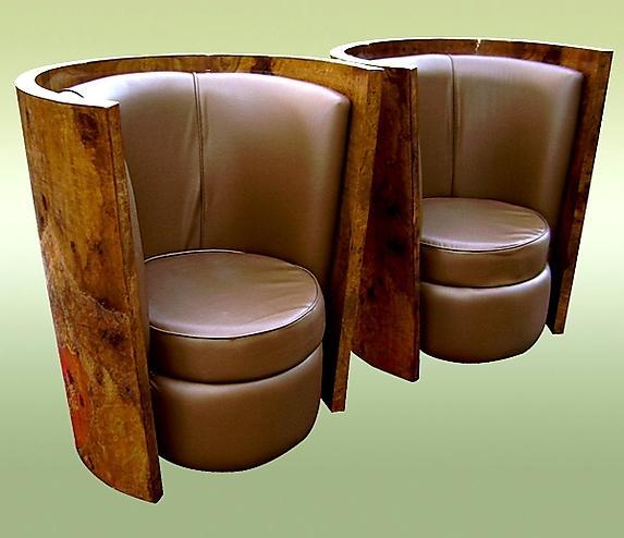 UNBELIEVABLE Art Deco style olive wood Pair of chairs