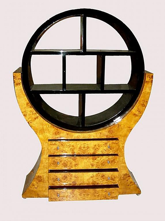 MONUMENTAL 2 tones Art Deco style Bookcase Elm