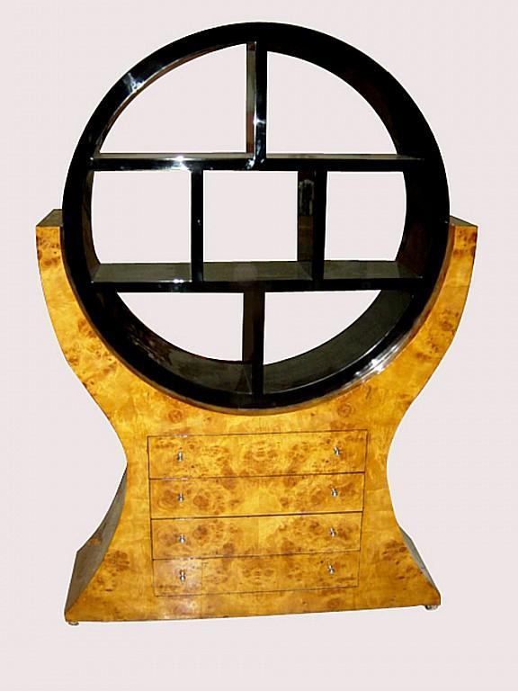MONUMENTAL 2 tones Art Deco style Bookcase Elm