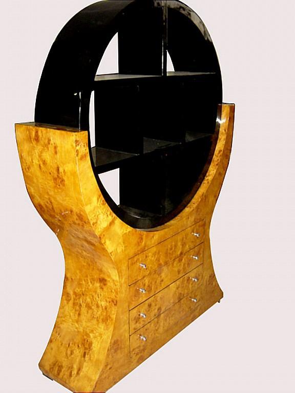 MONUMENTAL 2 tones Art Deco style Bookcase Elm