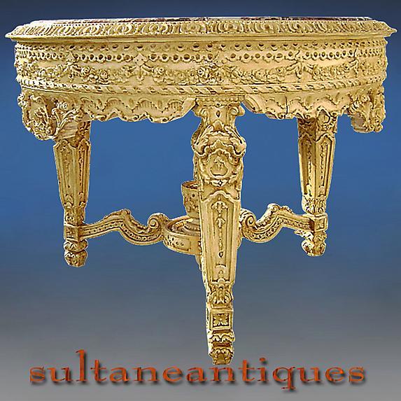 Royal table Louis XV style Ivory color with marble