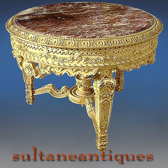 Royal table Louis XV style Ivory color with marble