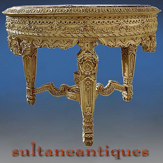 Royal table Louis XV style Ivory color with marble