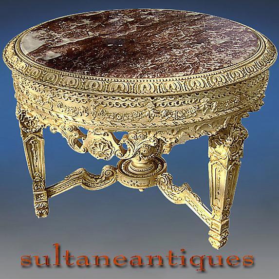 Royal table Louis XV style Ivory color with marble