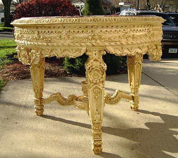 Royal table Louis XV style Ivory color with marble