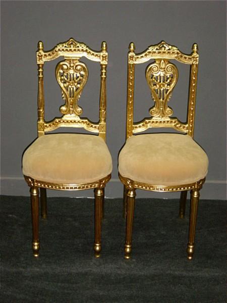 Classy PAIR of Louis XV style Gilded side chairs