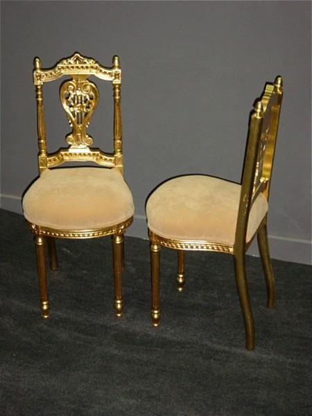 Classy PAIR of Louis XV style Gilded side chairs