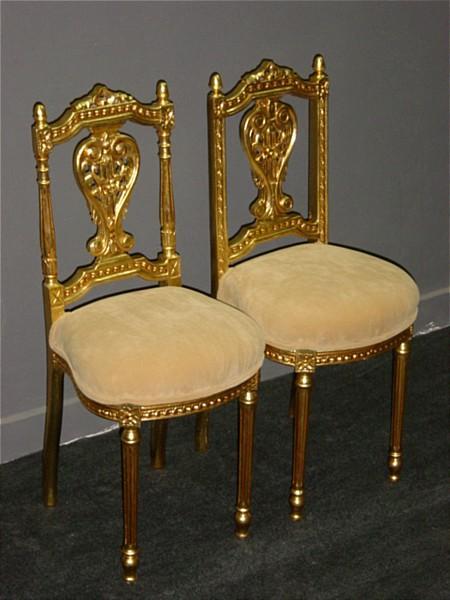 Classy PAIR of Louis XV style Gilded side chairs