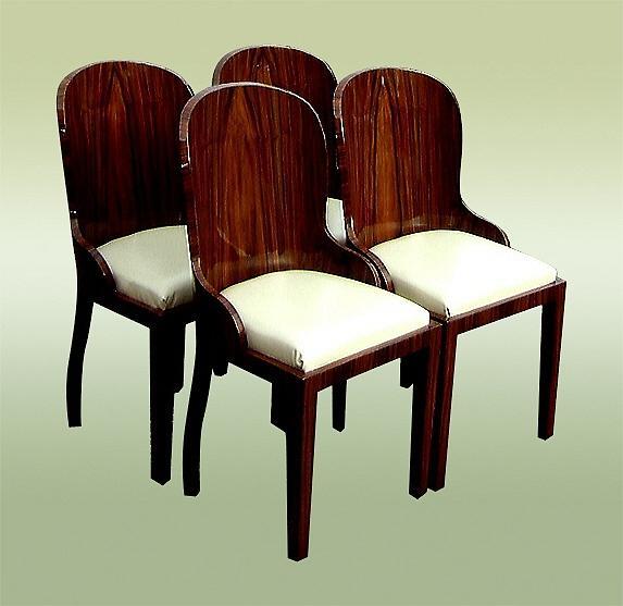Superb set of FOUR Art Deco style Rosewood chairs