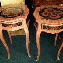 Unusual elegant pair Louis XV inlaid side tables