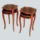 Unusual elegant pair Louis XV inlaid side tables