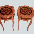 Unusual elegant pair Louis XV inlaid side tables