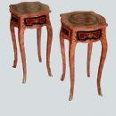 Unusual elegant pair Louis XV inlaid side tables