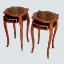 Unusual elegant pair Louis XV inlaid side tables