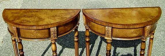 QUALITY PAIR Birds eye Maple Victorian style consoles