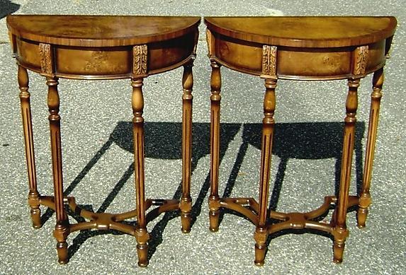 QUALITY PAIR Birds eye Maple Victorian style consoles