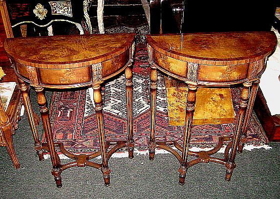 QUALITY PAIR Birds eye Maple Victorian style consoles