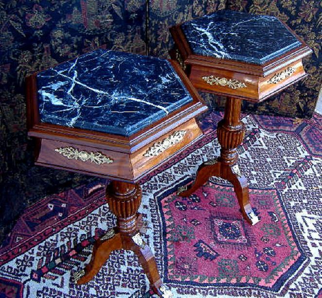 FINEST PAIR LOUIS XV Style MARBLE top side tables