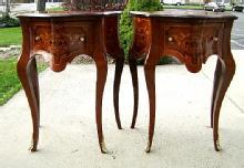 Pair quality Louis XV style marquetry side tables