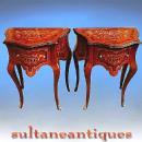 Pair quality Louis XV style marquetry side tables