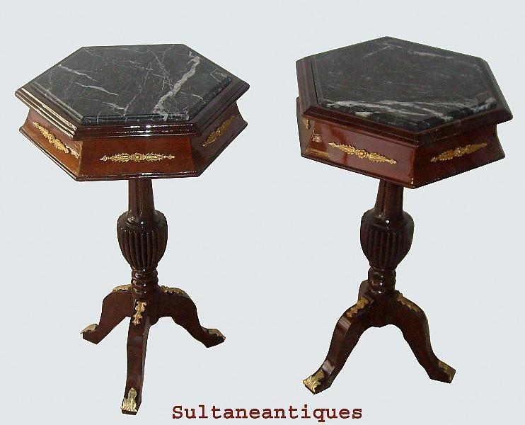 ELEGANT PAIR LOUIS XV Style MARBLE top side tables