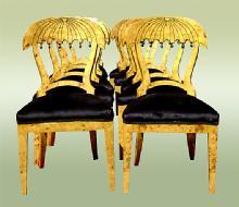 WONDERFUL set 8 unusual biedermeier style chairs