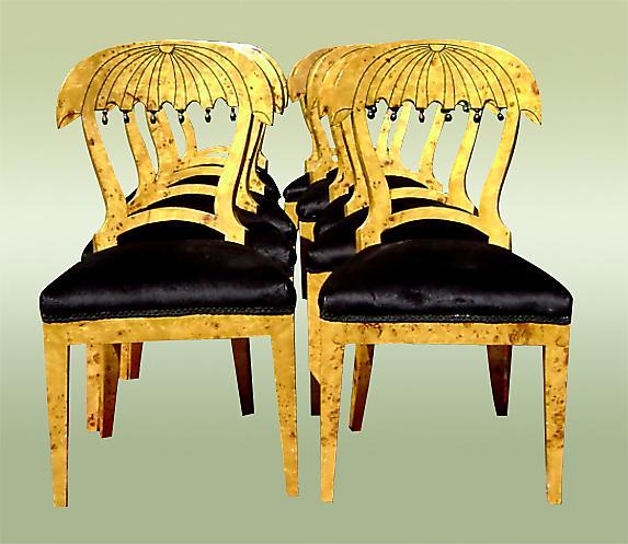 WONDERFUL set 8 unusual biedermeier style chairs