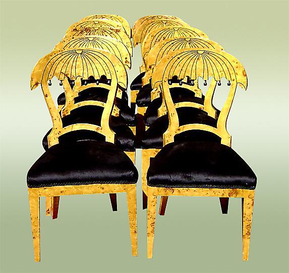 WONDERFUL set 8 unusual biedermeier style chairs